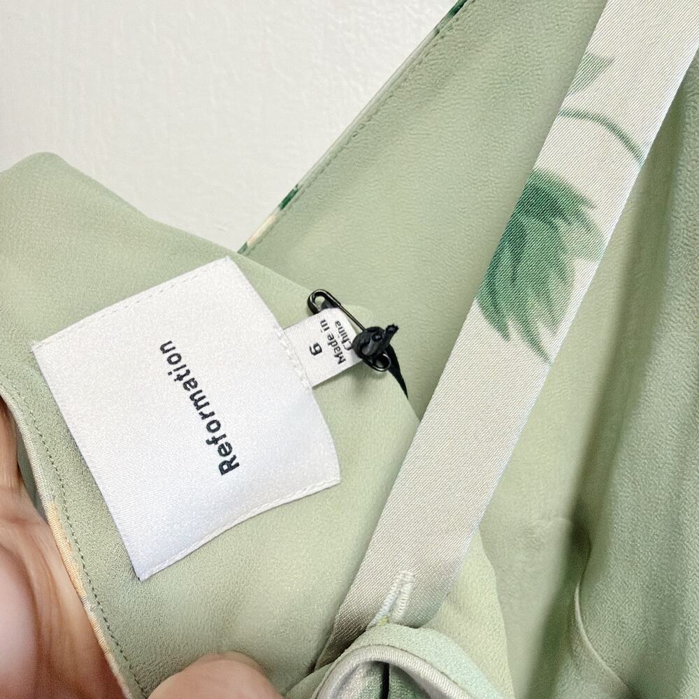 Reformation Tyler Satin Dress, Shade Garden Green, Size 6 NWT - Picture 6 of 7